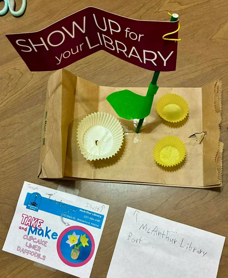 Thanks to the Cote family for sharing these awesome photos of their “Show Up for Your Library” boats. We love them!

Did you know? The Children’s Room gives out 40 Take & Make craft kits every week to kids in our community. These kits provide access to crafts that help with fine motor skills, creativity, learning, and more!

You can help us to continue making these available each week.

Join us at the Public Budget Hearing to show your support for library programs:

City Hall
Tuesday, April 7
6:00 PM

We hope to see you there!