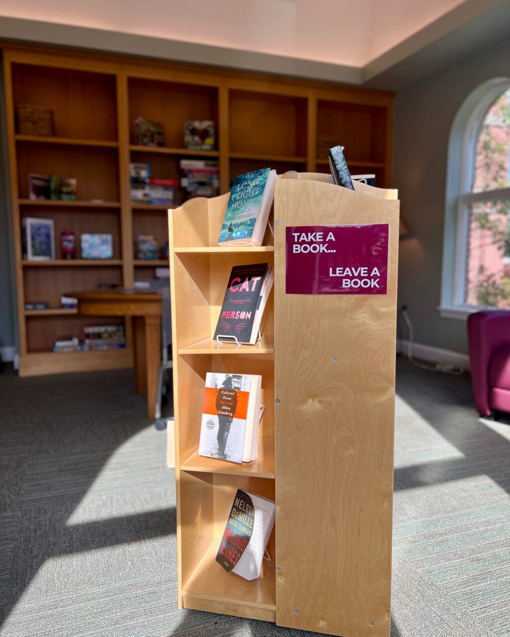 Did you know that the library has a library??

Visit out very own Little Free Library upstairs in the Carroll Room! Whether you’re visiting from out of town or don’t have a library card yet, you can still take a book home to enjoy.
