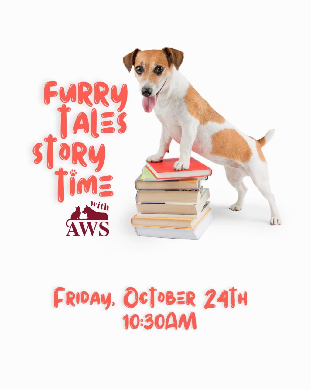 Join us next Friday for the return of Furry Tales Story Time as we read some stories with our animal friend from the Animal Welfare Society!
