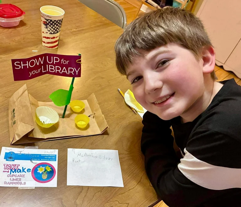 Thanks to the Cote family for sharing these awesome photos of their “Show Up for Your Library” boats. We love them!

Did you know? The Children’s Room gives out 40 Take & Make craft kits every week to kids in our community. These kits provide access to crafts that help with fine motor skills, creativity, learning, and more!

You can help us to continue making these available each week.

Join us at the Public Budget Hearing to show your support for library programs:

City Hall
Tuesday, April 7
6:00 PM

We hope to see you there!